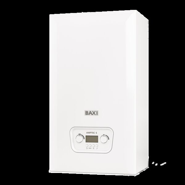A white Baxi Amptec S electric boiler unit on a plain background