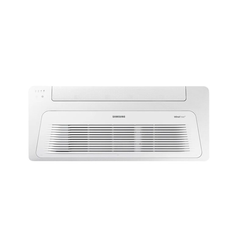 A white Samsung WindFree ceiling-mounted air conditioning unit shown against a plain white background