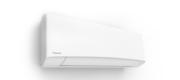 A white Panasonic wall-mounted air conditioning unit shown against a plain white background