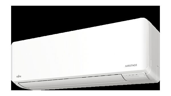 A white Fujitsu Airstage Series KM wall-mounted split air conditioning indoor unit on a plain background
