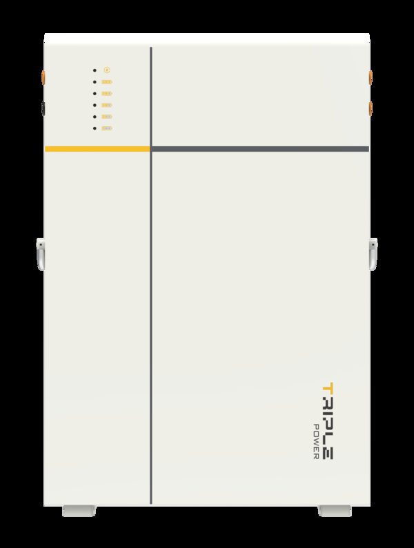 A white SolaX Triple Power low-voltage home battery unit for solar energy storage, shown front-on on a plain background