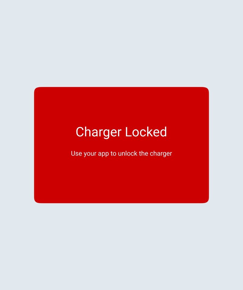 A red 'Charger Locked' error screen on an Ohme Home Pro EV charger display