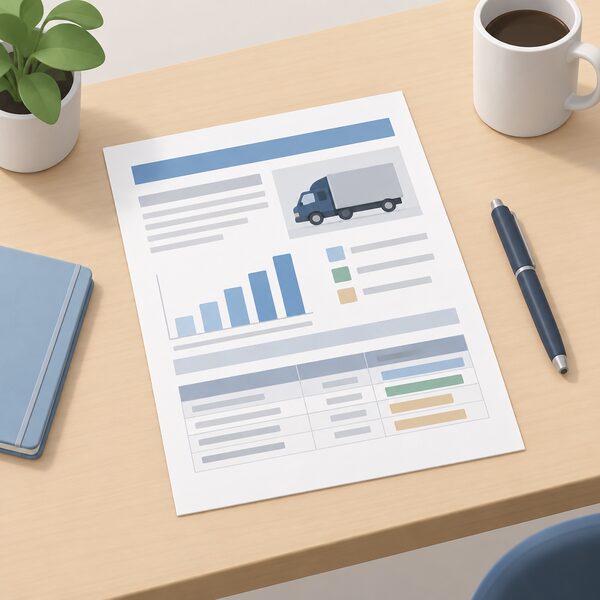 A printed official statistics release document lying on a plain office desk, shown as a physical paper sheet with its title area, tables and figures rendered only as blank lines and plain colour blocks so no readable words or numbers appear.