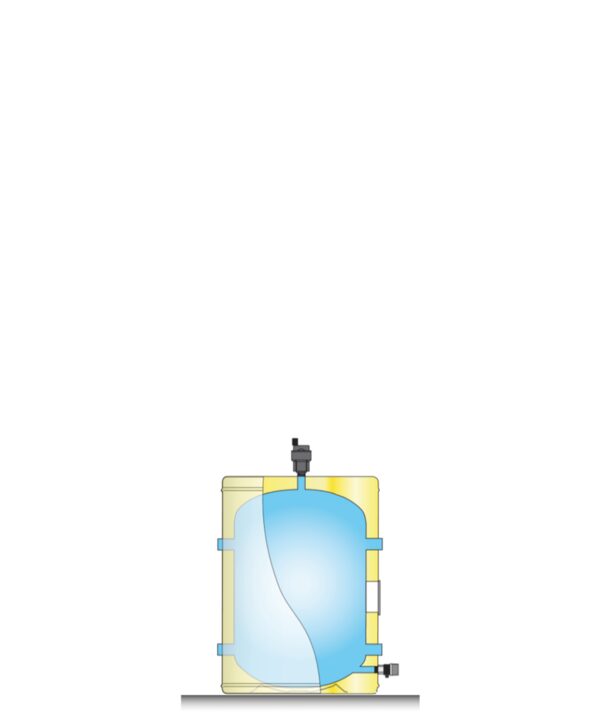 A cutaway illustration of an OSO hot water cylinder showing the water tank inside the insulated jacket