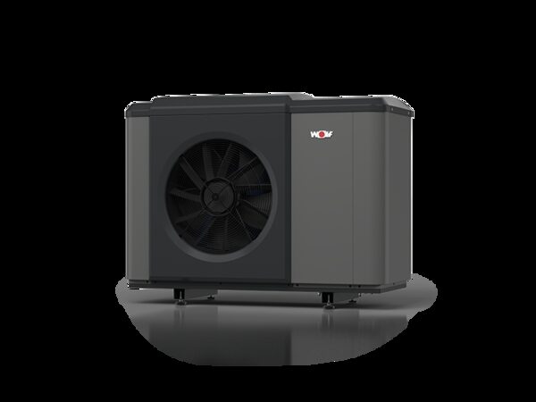 A Wolf CHA Monoblock air source heat pump outdoor unit with a large fan on a white background