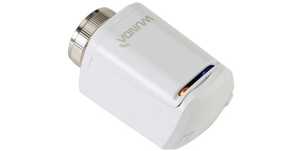 A white WundaSmart smart radiator valve head shown on its own against a plain background