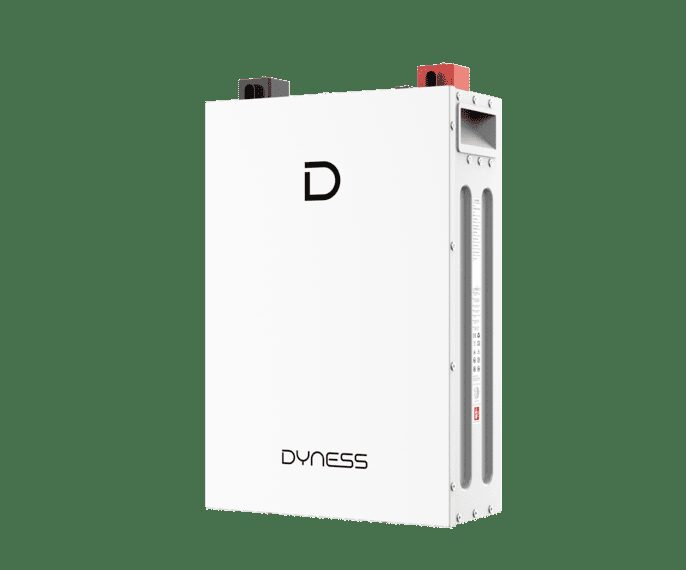 A white Dyness DL5.0F low-voltage home battery storage unit shown against a plain background