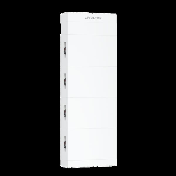 A white stacked modular low-voltage home battery unit branded Livoltek, shown on a plain white background