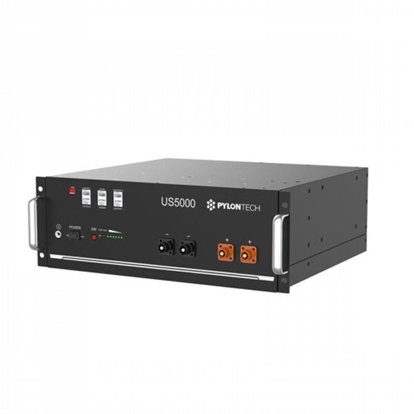 A Pylontech US5000 4.8kWh rack-mount home battery storage unit shown on a white background