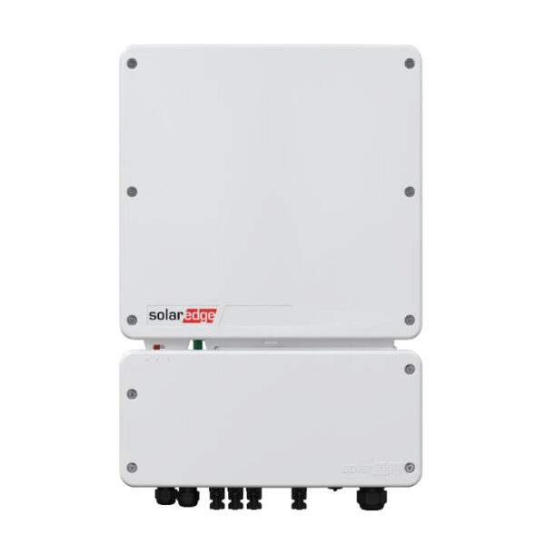 A white SolarEdge Home Hub single-phase solar inverter unit shown against a plain background
