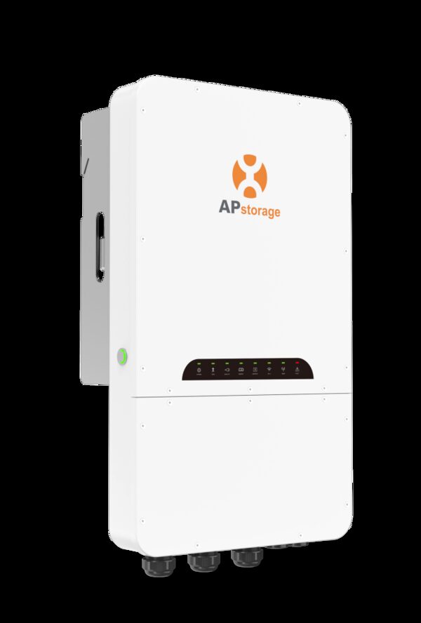 A white APstorage wall-mounted home battery unit shown against a plain background