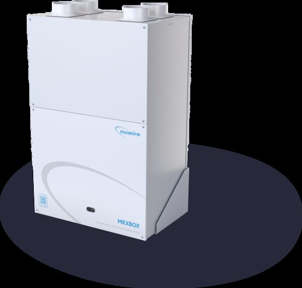 A white Nuaire MRXBOX MVHR ventilation unit shown on a plain background