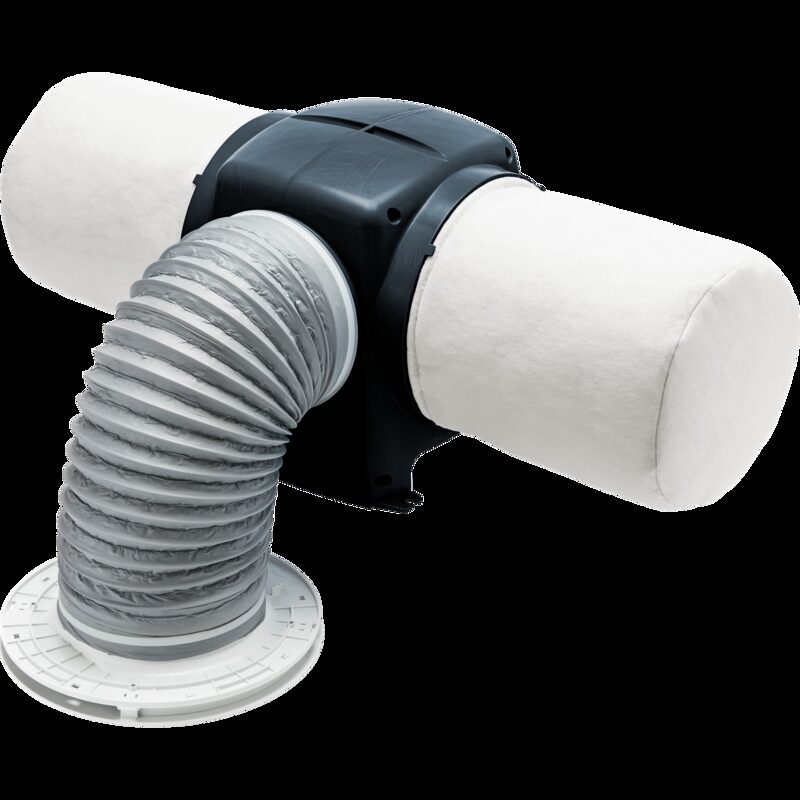 A Nuaire Drimaster-Eco positive input ventilation (PIV) unit with insulated ducting and ceiling diffuser
