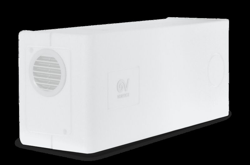 A white Vortice positive input ventilation (PIV) wall unit with a circular vent grille, shown on a plain background