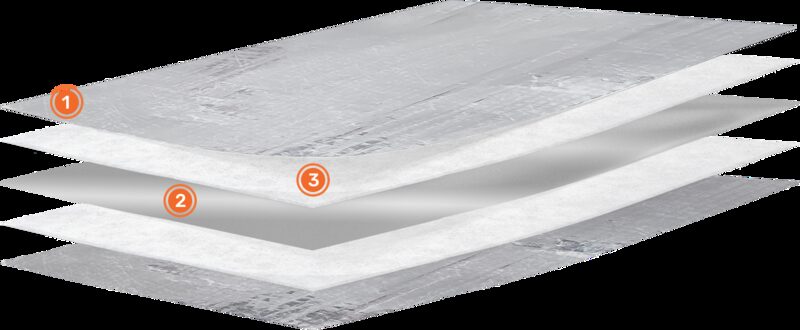 A partially unrolled roll of reflective foil multifoil insulation on a white background