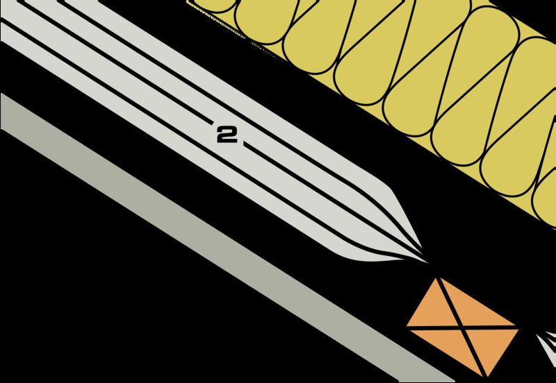 A diagram of a sloped roof cross-section showing numbered air gaps between reflective foil insulation layers and yellow quilted insulation batts