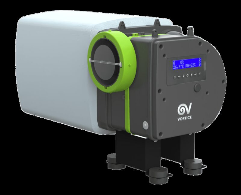 A Vortice positive input ventilation (PIV) loft unit with digital display and insulated ducting