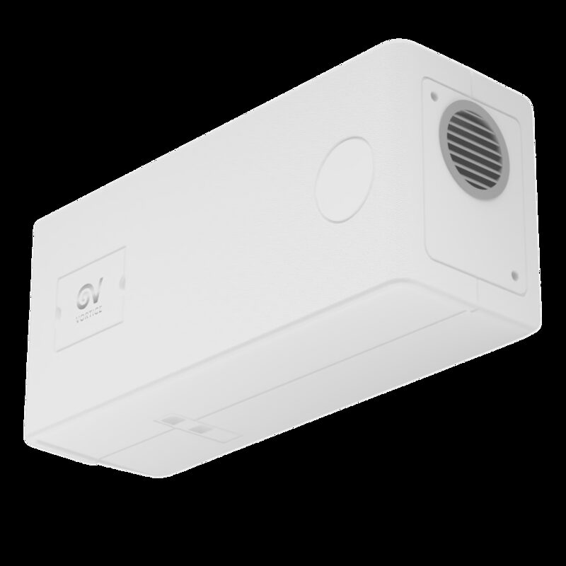 A white Vortice positive input ventilation (PIV) wall-mounted unit shown on a plain background