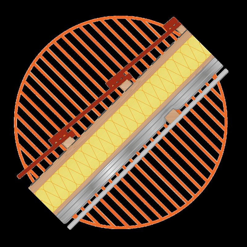 A diagram illustrating multifoil insulation layers installed under the rafters of a pitched roof
