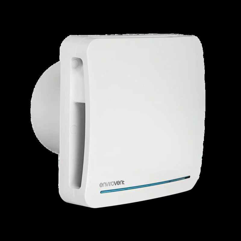 A white Envirovent DMEV continuous running extractor fan shown against a plain background
