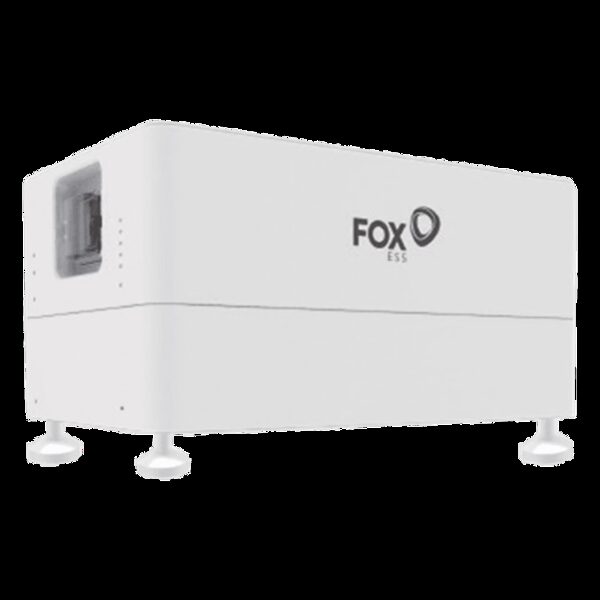 A white Fox ESS ECS2900 stackable home solar battery unit on floor mounts