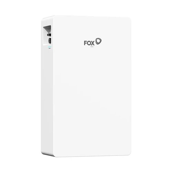 A white Fox ESS wall-mounted home battery unit shown against a plain background