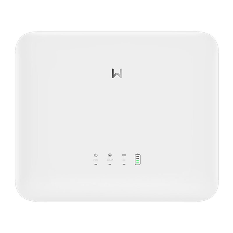 A white GoodWe hybrid solar inverter unit shown front-on against a plain background
