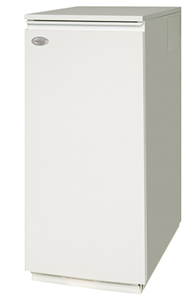 A white Grant Vortex Pro internal oil-fired boiler cabinet shown against a plain background