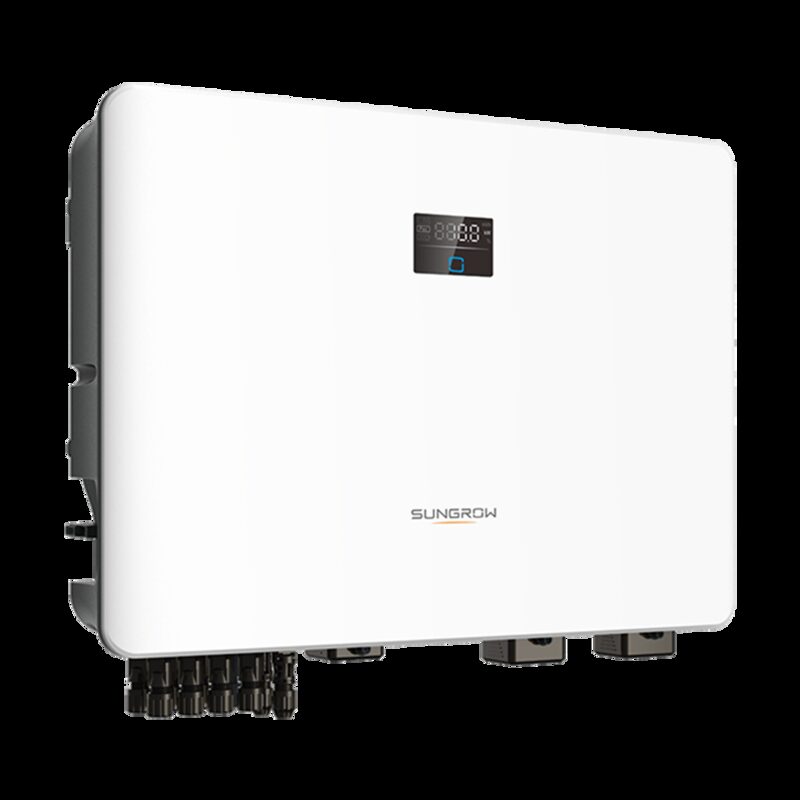 A white Sungrow wall-mounted solar inverter/battery unit shown against a plain background