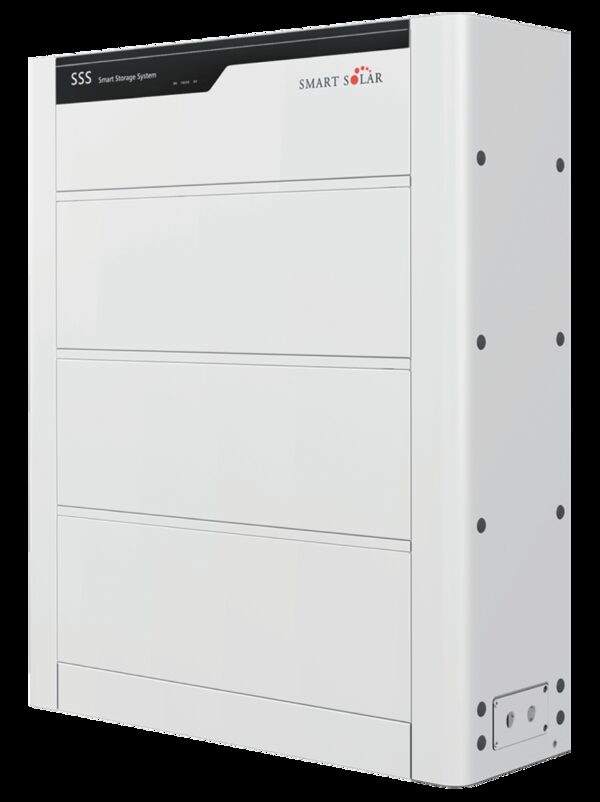 A white wall-mounted home battery storage unit labelled SSS Smart Storage System by Trina Solar