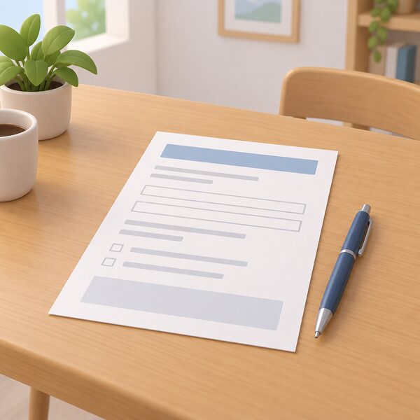A paper claim form lying flat on a household table with a pen resting beside it, ready for the small number of people who must apply rather than being paid automatically.