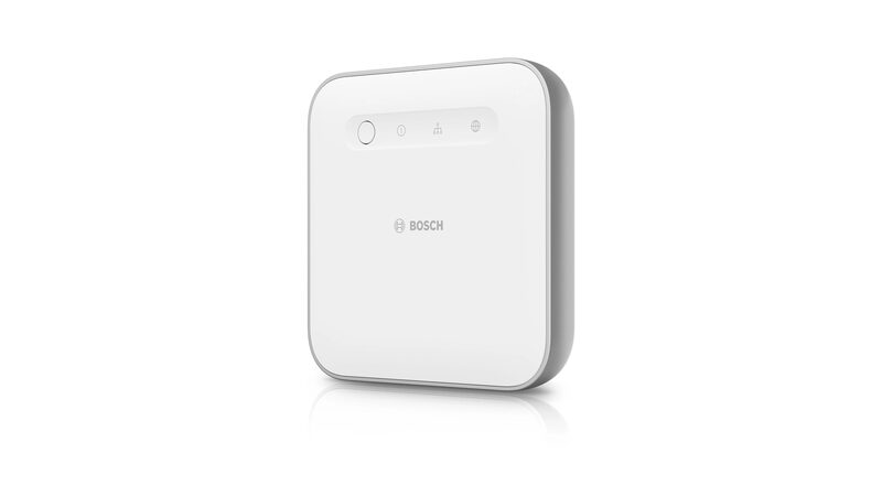 A white Bosch Smart Home Controller II smart home hub on a plain white background