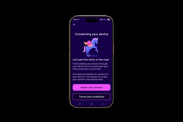 A smartphone displaying the Octopus Energy app's 'Connecting your device' permission screen with an Agree and connect button