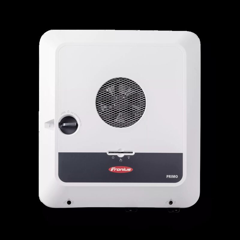 A white Fronius Primo solar inverter unit shown against a plain background