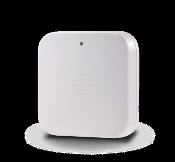A white Hive smart home hub with a subtle Hive logo on a plain white background