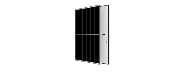 A dual-glass Aiko Neostar solar panel shown front and back against a white background