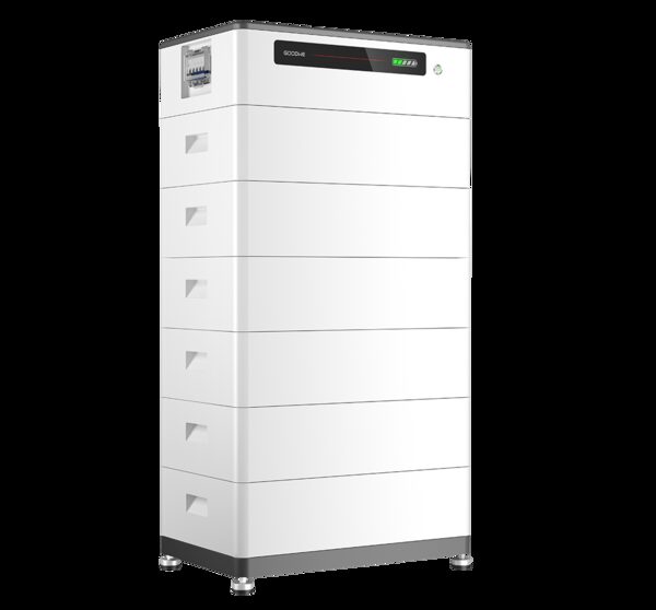 A Goodwe Lynx F G2 stacked modular home battery unit shown as a product photo on a white background