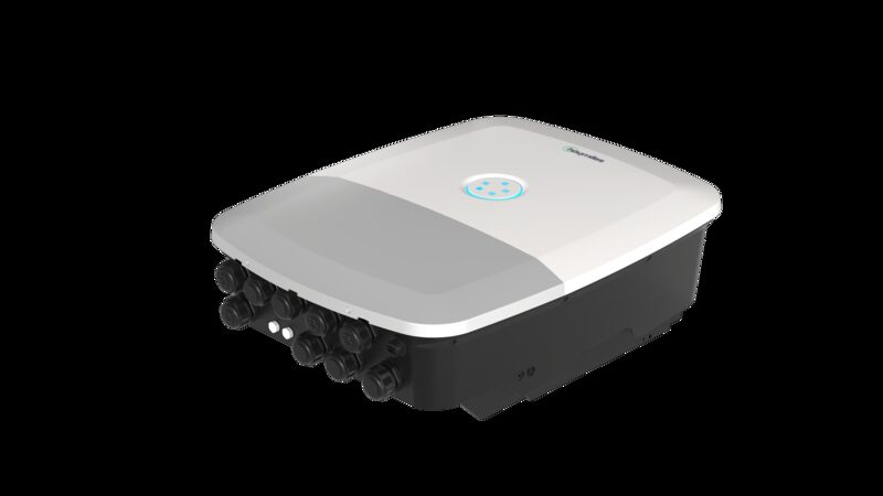 A Hoymiles microinverter unit shown against a plain white background