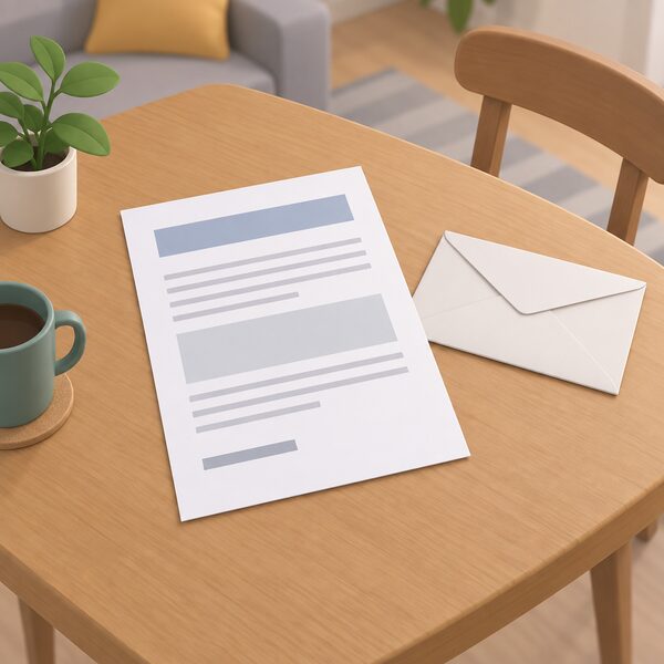 A single deadlock letter shown as a physical document lying on a table in a home, with blank lines and plain blocks standing in for its content, beside a closed envelope, so the letter reads as the supplier's written statement that nothing more can be done.