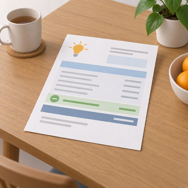 A paper electricity bill lying flat on a household table, shown as a physical document with blank lines and plain colour bands, with a simple deduction band standing for the discount credited to the electricity account.